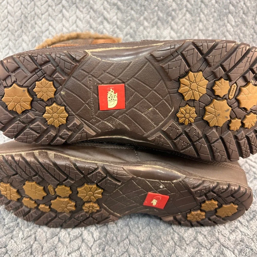 The North Face Speckled Quilted Women Brown Winter Boots PrimaLoft Suede SZ 8